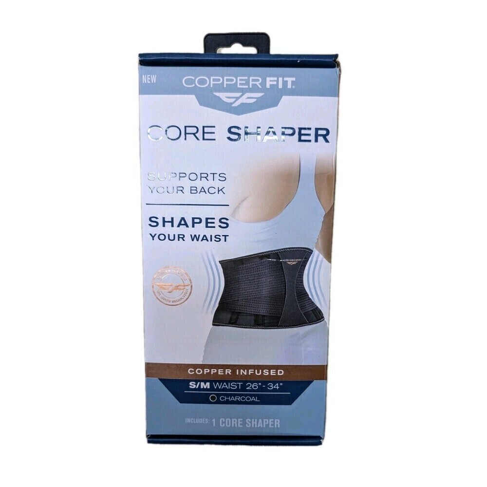 NEW - COPPER FIT Core Waist Belt Trainer Shaper Women Black S/M Waist 26"-34"